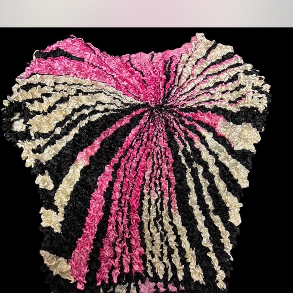 Pink and Black Ruffled Top